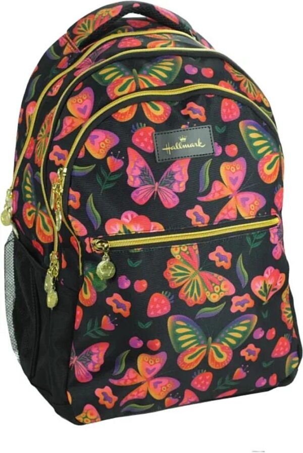 Hallmark Σχολική Τσάντα Πλάτης Δημοτικού Μαύρη Strawberry Fly 333-52031 BMU