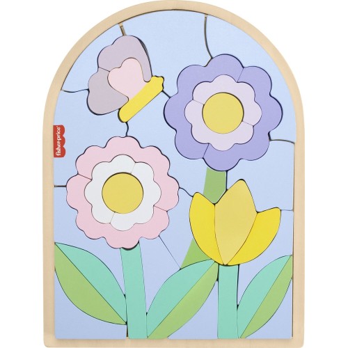 fisher-price ξύλινο παζλ 38 τεμάχια λουλούδια